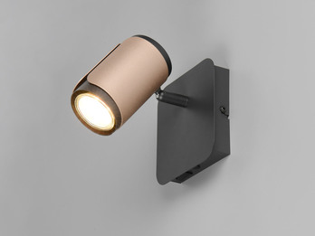 LED Wandstrahler Metall Schwarz / Coffee mit Schalter, Breite 12cm