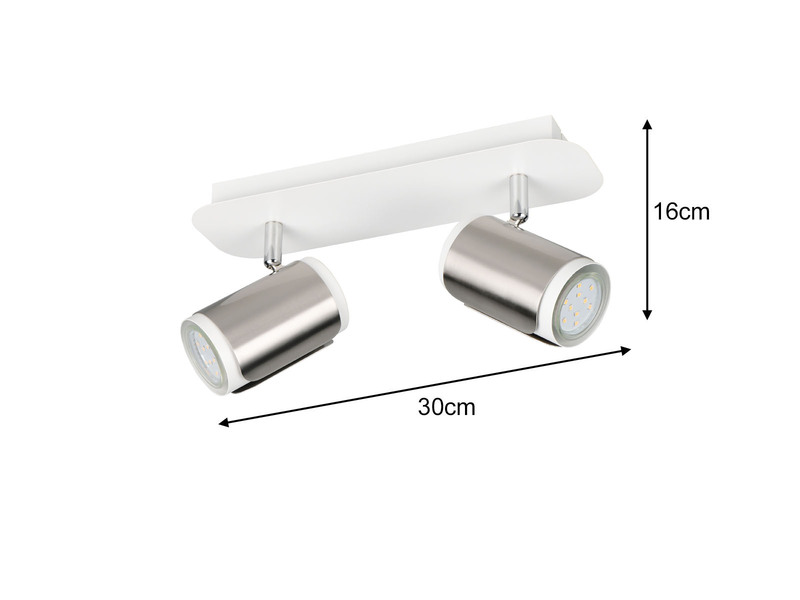 LED Deckenstrahler 2-flammig Metall Weiß / Silber, Länge 30cm