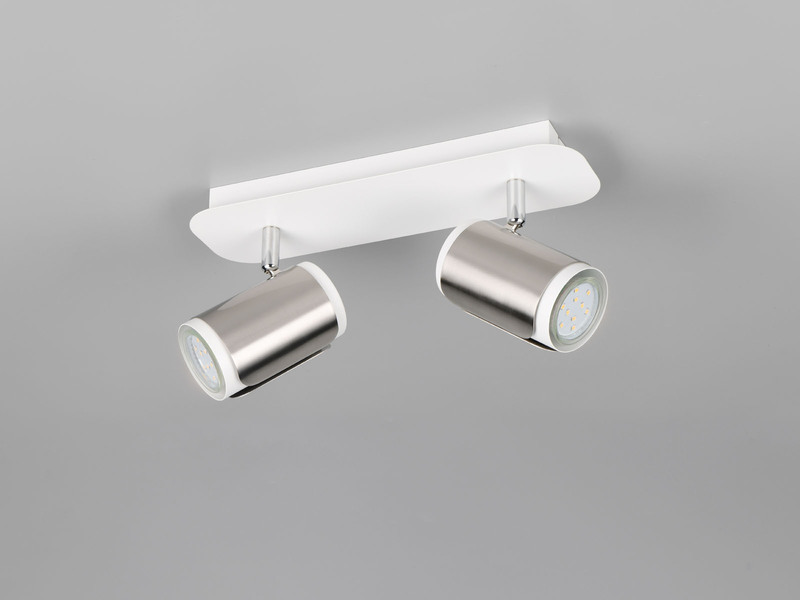 LED Deckenstrahler 2-flammig Metall Weiß / Silber, Länge 30cm