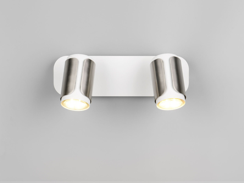 LED Deckenstrahler 2-flammig Metall Weiß / Silber, Länge 30cm