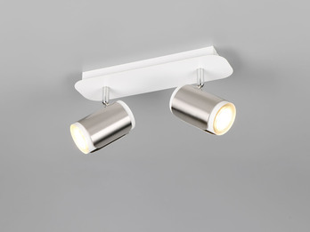 LED Deckenstrahler 2-flammig Metall Weiß / Silber, Länge 30cm
