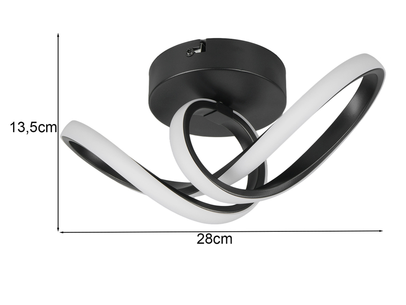 LED Decken- und Wandleuchte RUSA Metall in Schwarz, Breite 28cm