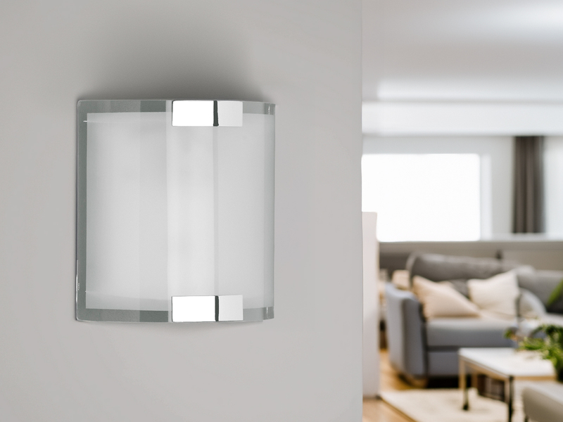 Flache LED Innen Wandleuchte mit Glas Lampenschirm Weiß, Höhe 20cm
