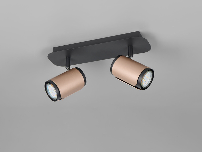 LED Deckenstrahler 2-flammig Metall Schwarz / Coffee, Länge 30cm