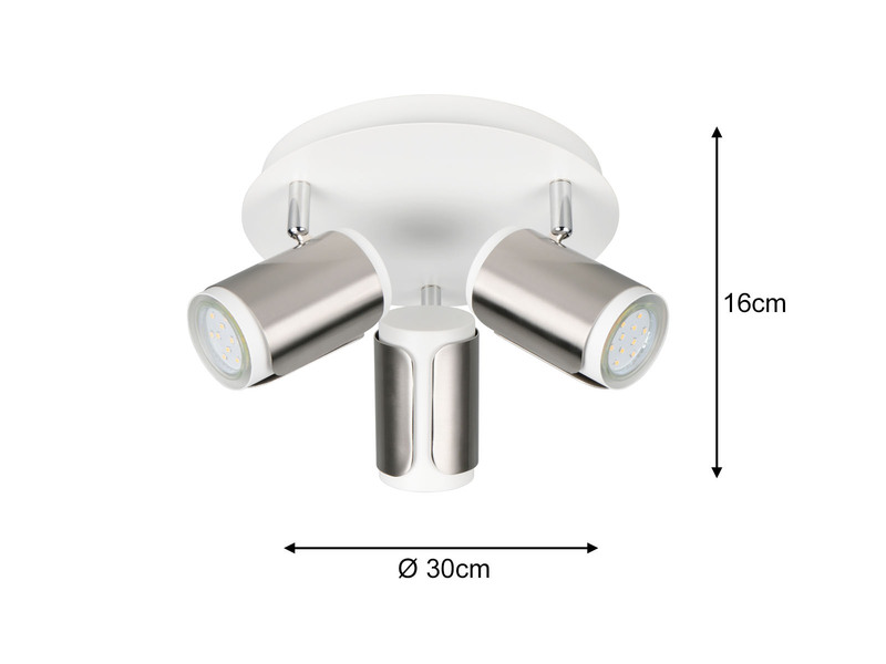 LED Deckenstrahler 3-flammig Metall Weiß / Silber, rund Ø 30cm