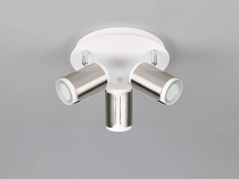 LED Deckenstrahler 3-flammig Metall Weiß / Silber, rund Ø 30cm