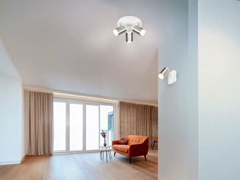 LED Deckenstrahler 3-flammig Metall Weiß / Silber, rund Ø 30cm