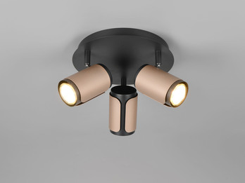LED Deckenstrahler 3-flammig Metall Schwarz / Coffee, rund Ø 30cm