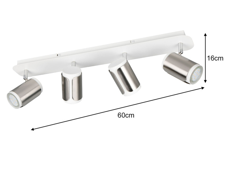LED Deckenstrahler 4-flammig Metall Weiß / Silber, 60cm lang