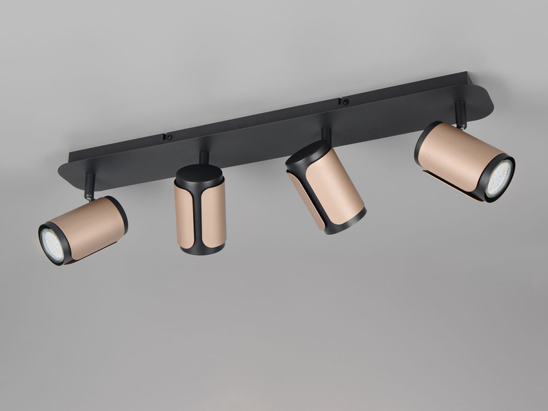 LED Deckenstrahler 4-flammig Metall Schwarz / Coffee, 60cm lang