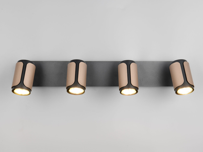 LED Deckenstrahler 4-flammig Metall Schwarz / Coffee, 60cm lang