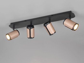LED Deckenstrahler 4-flammig Metall Schwarz / Coffee, 60cm lang