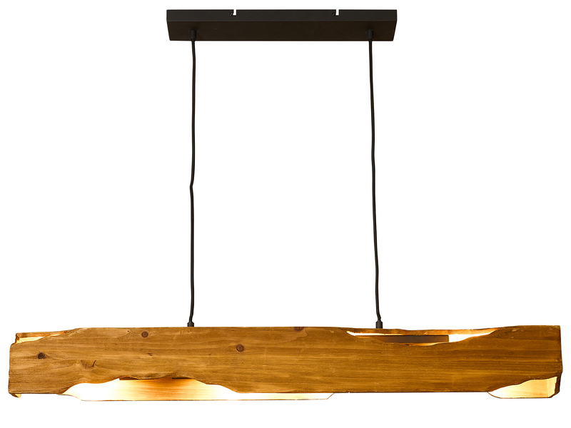 LED Balken Pendelleuchte aus Naturholz rustikales Design, Breite 100cm