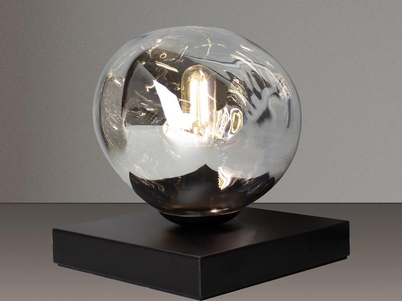 Kleine Tischleuchte CANOPUS mit ausgefallener Glaskugel, Höhe 17,5cm