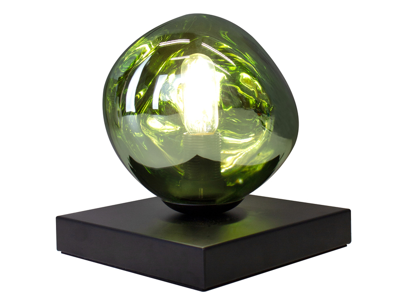Kleine LED Tischleuchte mit ausgefallener Glaskugel Grün, Höhe 17,5cm