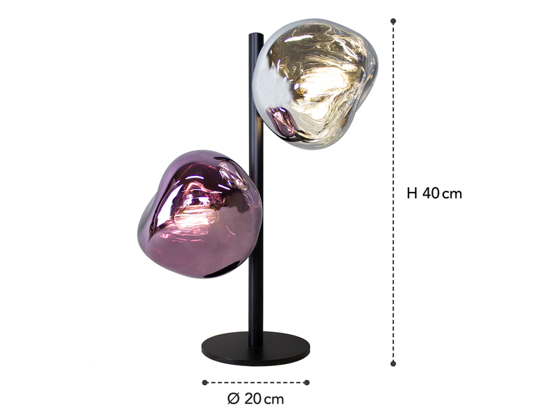 Große Tischleuchte CANOPUS ausgefallene Glaskugel Weiß/Violett, H 40cm