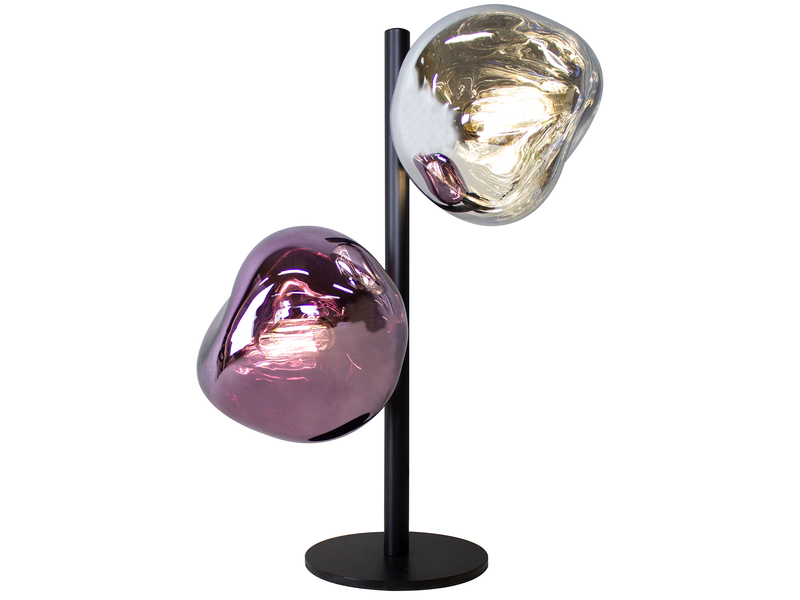 Große Tischleuchte CANOPUS ausgefallene Glaskugel Weiß/Violett, H 40cm