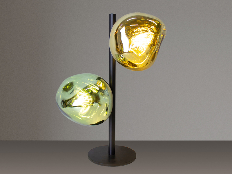 Große Tischleuchte CANOPUS ausgefallene Glaskugeln Gelb/Grün, H 40cm