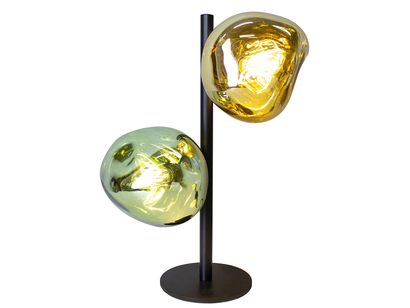 Große Tischleuchte CANOPUS ausgefallene Glaskugeln Gelb/Grün, H 40cm