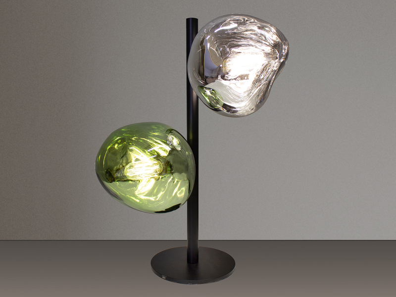 Große Tischleuchte CANOPUS ausgefallene Glaskugeln Weiß/Grün, H 40cm