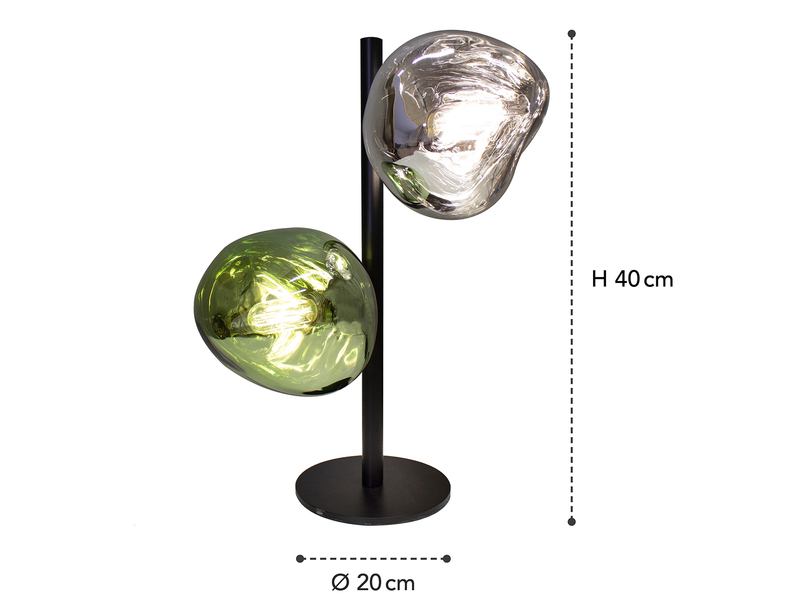 Große Tischleuchte CANOPUS ausgefallene Glaskugeln Weiß/Grün, H 40cm