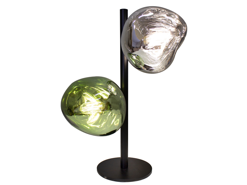 Große Tischleuchte CANOPUS ausgefallene Glaskugeln Weiß/Grün, H 40cm