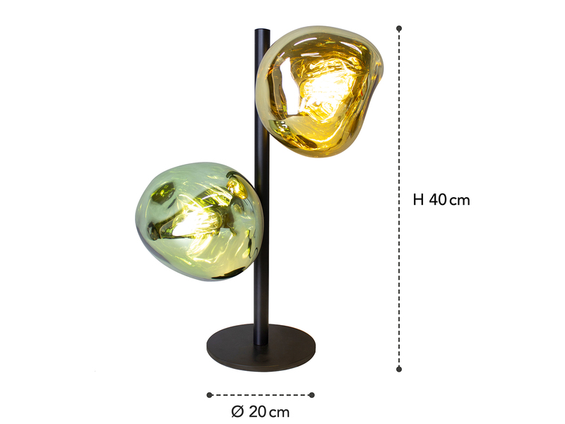 Große LED Tischlampe ausgefallene Glaskugeln in Gelb/Grün, Höhe 40cm