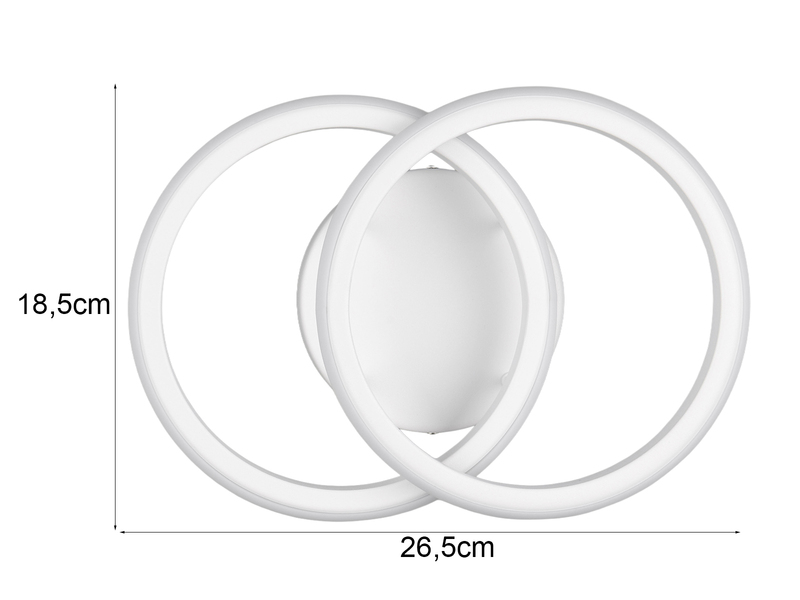 LED Decken- und Wandleuchte KASIA mit zwei Ringen aus Metall in Weiß, B: 26,5cm
