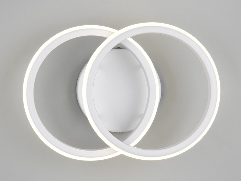 LED Decken- und Wandleuchte KASIA, zwei Ringe Metall Weiß, Breite 26,5cm
