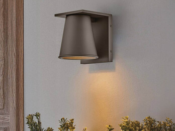 Kleine LED Außenwandleuchte HANS Bronzefarbig, Salzluft resistent, Höhe 15,5cm
