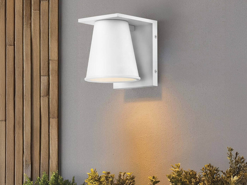 Kleine LED Außenwandleuchte HANS Weiß, Salzluft resistent, Höhe 15,5cm