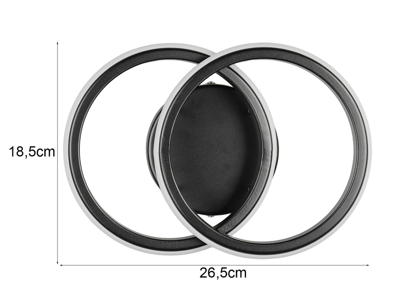 LED Decken- und Wandleuchte KASIA mit zwei Ringen aus Metall in Schwarz B 26,5cm