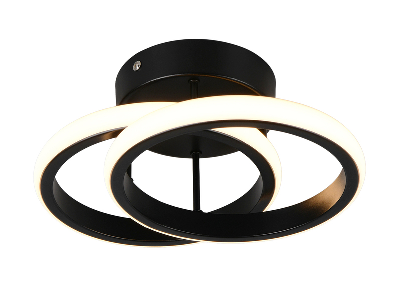 LED Decken- und Wandleuchte KASIA mit zwei Ringen aus Metall in Schwarz B 26,5cm