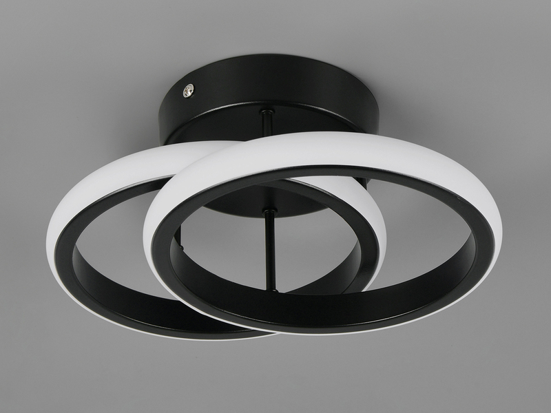 LED Decken- und Wandleuchte KASIA mit zwei Ringen aus Metall in Schwarz B 26,5cm