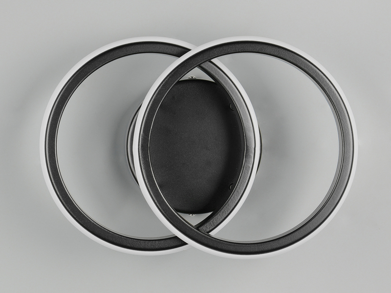 LED Decken- und Wandleuchte KASIA mit zwei Ringen aus Metall in Schwarz B 26,5cm