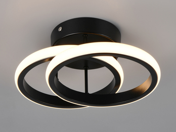 LED Decken- und Wandleuchte KASIA mit zwei Ringen aus Metall in Schwarz B 26,5cm