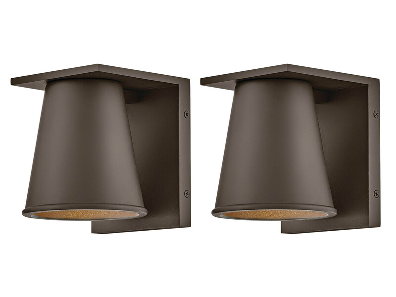 2er SET kleine LED Außenwandleuchten Bronzefarbig Salzluft resistent Höhe 15,5cm
