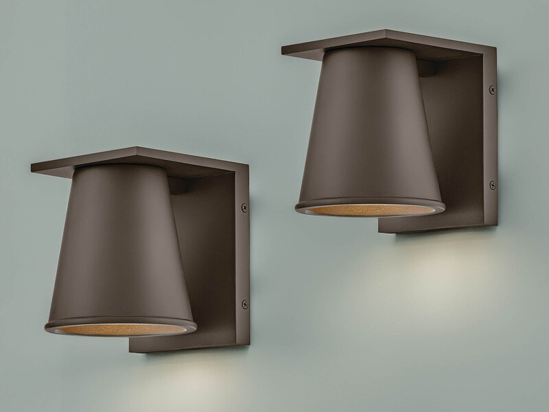 2er SET kleine LED Außenwandleuchten Bronzefarbig Salzluft resistent Höhe 15,5cm