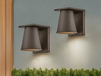 2er SET kleine LED Außenwandleuchten Bronzefarbig Salzluft resistent Höhe 15,5cm