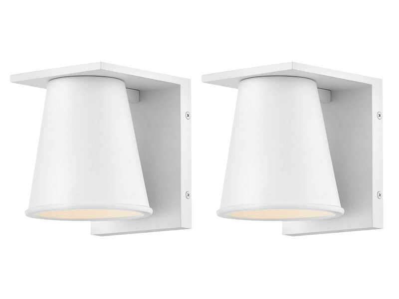 2er SET kleine LED Außenwandleuchten Weiß, Salzluft resistent Höhe 15,5cm