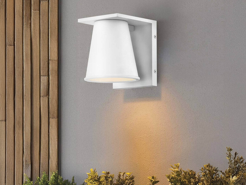 2er SET kleine LED Außenwandleuchten Weiß, Salzluft resistent Höhe 15,5cm