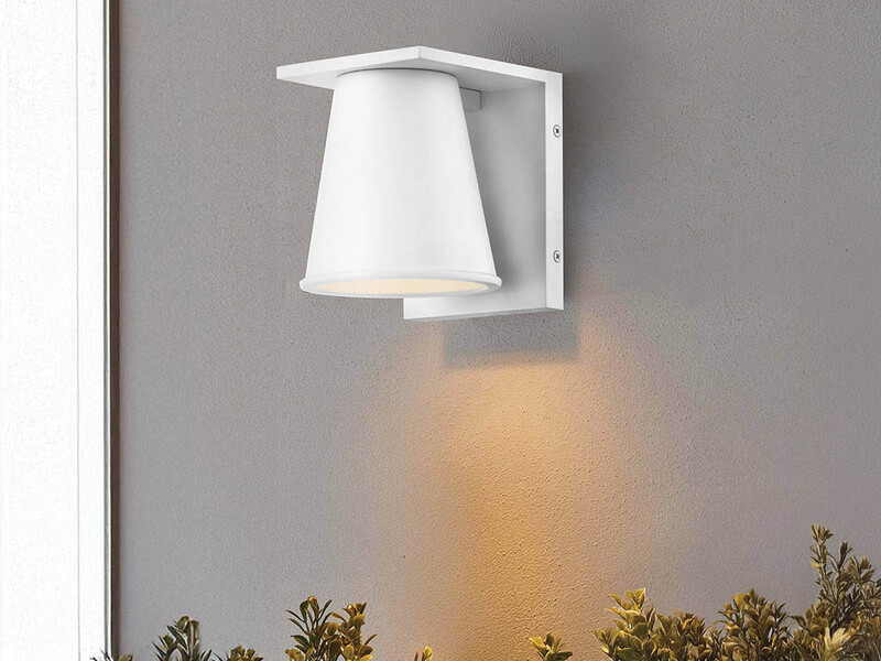 2er SET kleine LED Außenwandleuchten Weiß, Salzluft resistent Höhe 15,5cm