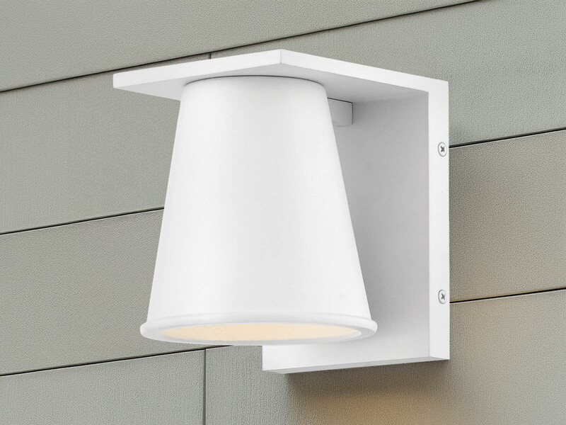 2er SET kleine LED Außenwandleuchten Weiß, Salzluft resistent Höhe 15,5cm