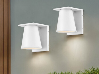 2er SET kleine LED Außenwandleuchten Weiß, Salzluft resistent Höhe 15,5cm