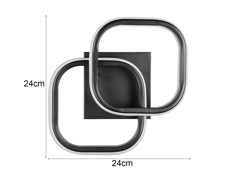 LED Decken- und Wandleuchte KASIA mit 2 Quadraten aus Metall in Schwarz B: 24cm