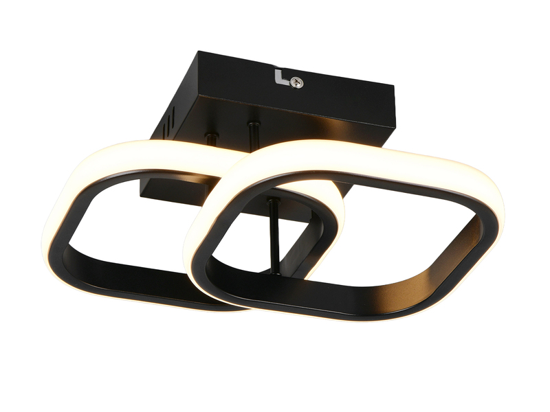LED Decken- und Wandleuchte KASIA mit 2 Quadraten aus Metall in Schwarz B: 24cm
