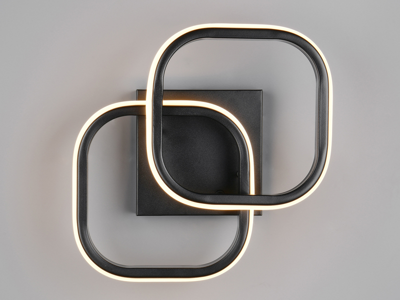 LED Decken- und Wandleuchte KASIA mit 2 Quadraten aus Metall in Schwarz B: 24cm