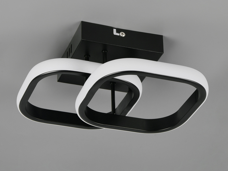 LED Decken- und Wandleuchte KASIA mit 2 Quadraten aus Metall in Schwarz B: 24cm