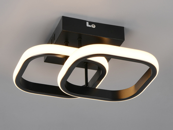 LED Decken- und Wandleuchte KASIA mit 2 Quadraten aus Metall in Schwarz B: 24cm