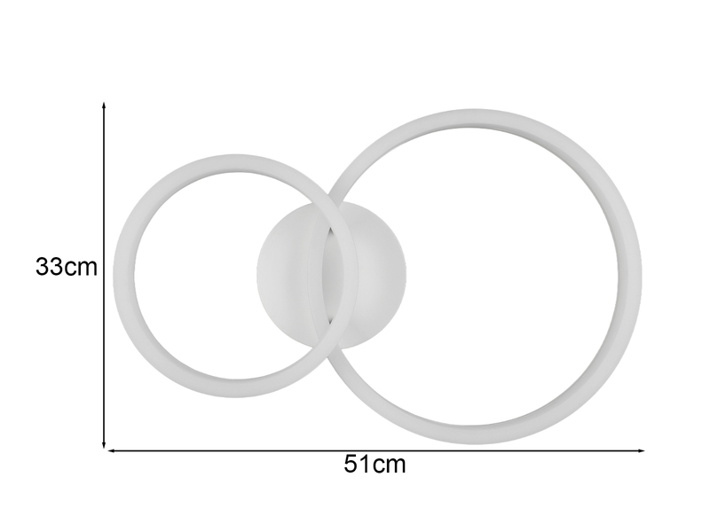 Große Deckenleuchte SCOPE mit zwei LED Ringen in Weiß, Breite 51cm
